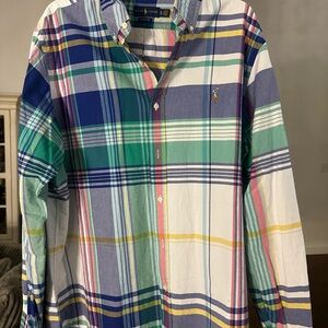 Ralph Lauren Vibrant Plaid Casual Button Down Shirt